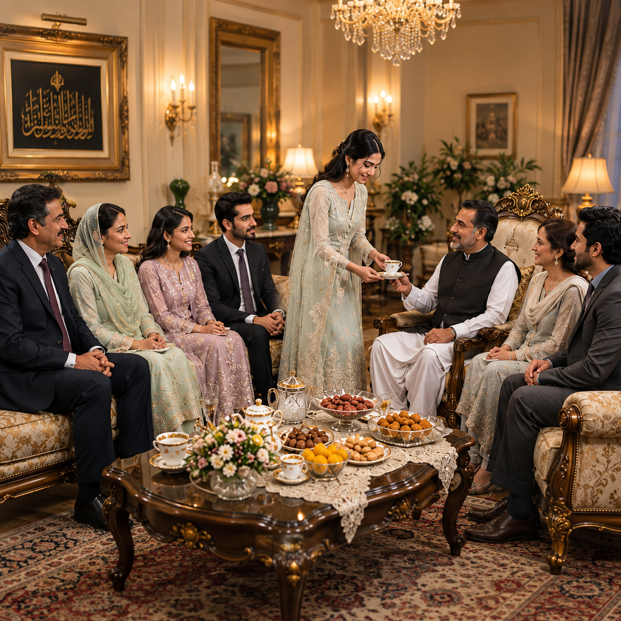 Pakistani family receiving a respectful marriage proposal consultation from HMB